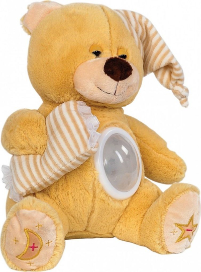 Lodër ari pelushi Madej Sleepy Bear, 30cm, me ninulla dhe projektor, bezhë