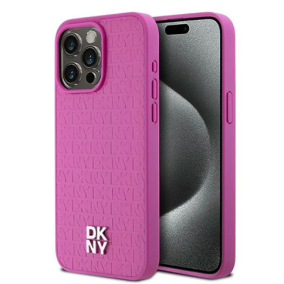 Mbulesë telefoni DKNY MagSafe Repeat Logo, për iPhone 15 Pro Max, PU leather, rozë
