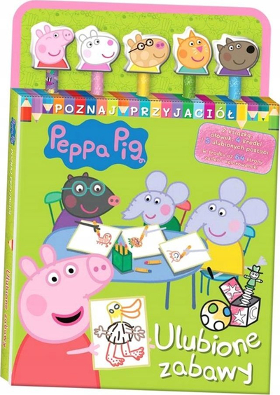 Книга со активности Peppa Pig Meet the Friends Part 1 Favorite Games, над 60 задачи, со цртежни аксесоари, шарена