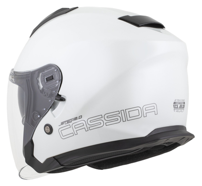 Helmetë moto Cassida Jet Tech 2.0 Solid, polikarbonat, vizor i gjatë, e bardhë e zezë gri