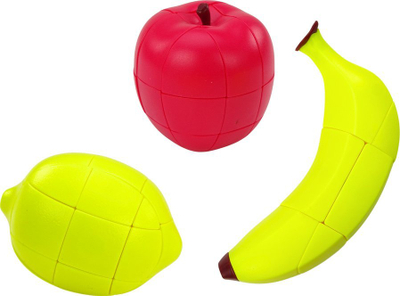 Puzzle edukativ 3D me fruta Lean Toys, plastik, të verdhë e të kuqe
