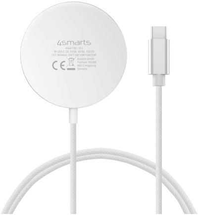 Karikues wireless me MagSafe 4smarts Qi2, 25W, USB C, i bardhë