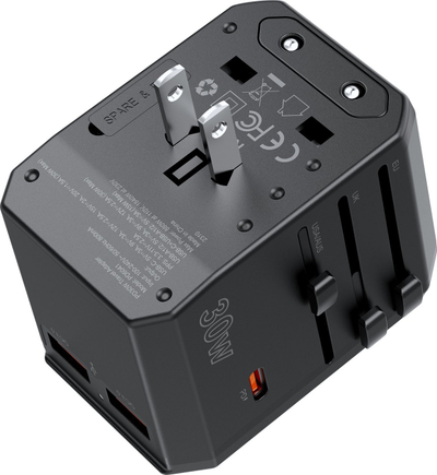 Karikues udhëtimi ChoeTech PD30W, USB C PD, 2x USB A, 30W, i zi