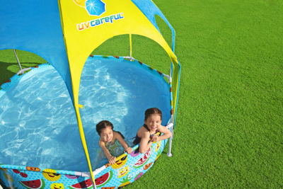 Pishinë kornizë Bestway Steel Pro Play, diametër 240 cm, me tenda mbrojtëse, shumëngjyrëshe