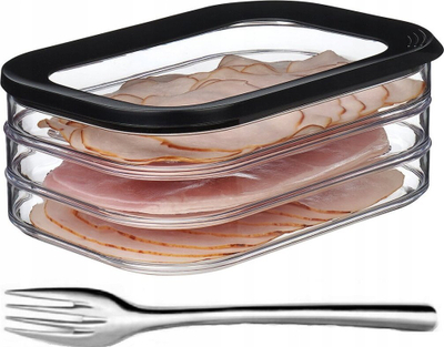 Enë për sallam Mepal, plastike, me kapak hermetik, transparente