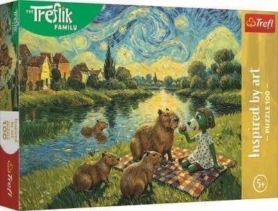 Puzzle Trefl Treflik Family Feeding Capybaras, 100 pjesë, me ngjyra, për kalamaj