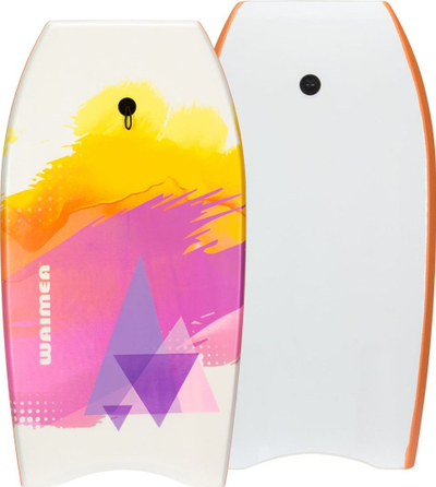 Dërrasë bodyboard Waimea EPS Print Slick, për të rritur, me litar, e bardhë portokalli vjollcë