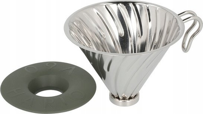 Dripper kafeje Hario V60 Outdoor Metal 02, madhësia 02, metal, ngjyrë argjendi