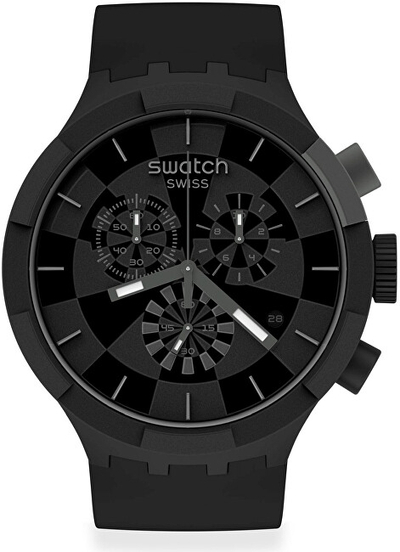 Orë dore për meshkuj Swatch Big Bold, e zezë