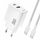 Karikues muri Dudao A27 MaxC, 35W, USB C edhe USB A, me kabllo USB C, i bardhë