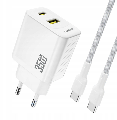 Karikues muri Dudao A27 MaxC, 35W, USB C edhe USB A, me kabllo USB C, i bardhë