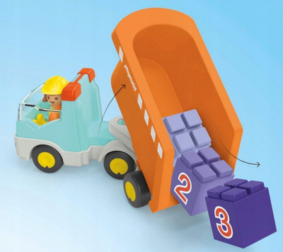 Lodër kamion Playmobil Junior 71685, kamion me kosh, blloqe me numra, shumëngjyrësh