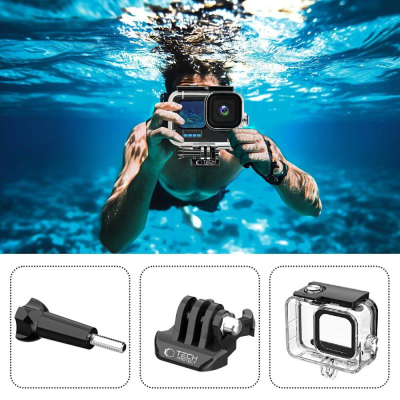 Mbështjellës i papërshkueshëm nga uji Tech-Protect GA200, për GoPro Hero 9 10 11 12, deri në 45m, transparent