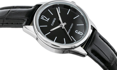 Orë dore Casio LTP-V005L-1BUDF, quartz, rrip lëkure, e zezë
