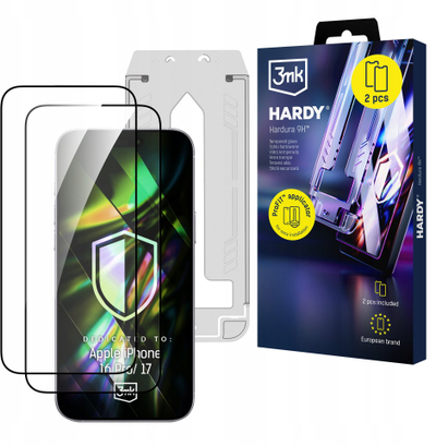 Xham mbrojtës 3MK HARDY Hardura 9H, 2 copë, për iPhone 16 Pro 17, transparent