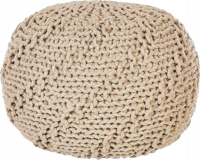 Tabure pouf Beliani PRIENE, pambuk, 50x35 cm, bezhë