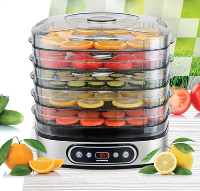 Tharëse për fruta dhe perime Heinner FreshDehydrate HFD-K380SSBK, 320-380W, çelik inox, argjend transparente