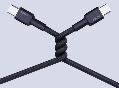 Kabllo Aukey, USB C / USB C, 1 m, e zezë