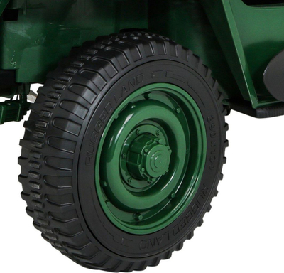 Makinë lodër elektrike Jeep Willys Military, 12V, 3 vende, jeshile ushtarake