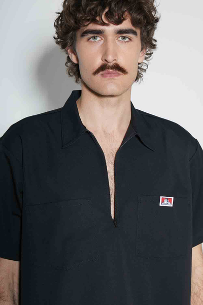Këmishë pune Ben Davis Half Zip, me jakë, me mëngë t'shkurtëra, njëngjyrëshe