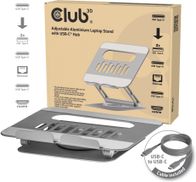 Qëndrim laptopi Club3D Adjustable Aluminium, USB-C Hub 100W, 4K 60Hz, gri