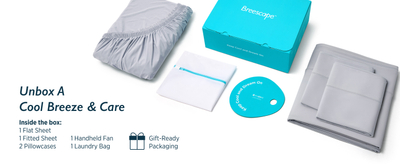 Set çarçafësh Breescape Cooling King, BlendTek Dry & Cool, xhep i thellë 46cm, blu Twilight