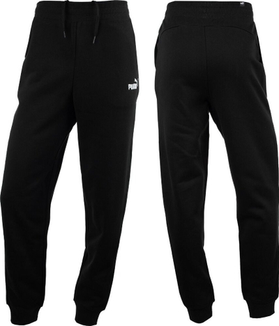 Trenerka për goca Puma ESS+ Embroidery High-Waist Pants FL W, bel i lartë, me mansheta, e zezë