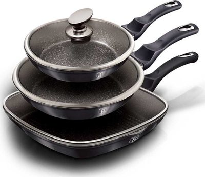 Set tiganësh Berlinger Haus Carbon Pro, 6 copë, alumini, me veshje që s’ngjit, ngjyrë e zezë