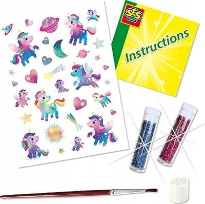 Set tatuazhesh të përkohshme Unicorn Galaxy, 32 copë, me shkëlqim, me ngjyra