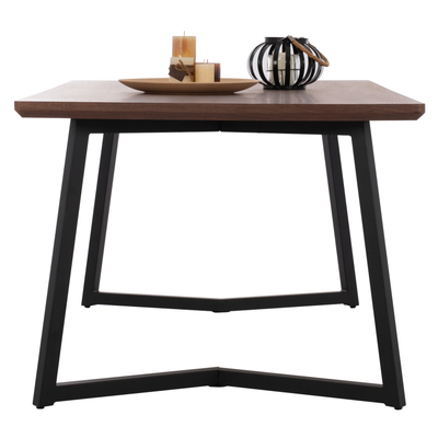 Tavolinë ngrënie JAY HM9304.02, MDF veneer arre, 200x100x75 cm, kornizë metalike e zezë