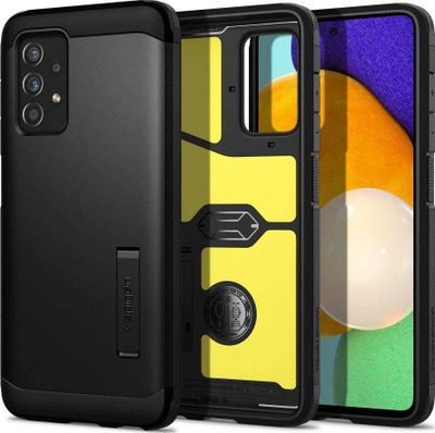 Futrollë Spigen Tough Armor për Samsung Galaxy A52 A52s, mbrojtje Military Grade, me këmbë mbajtëse, e zezë