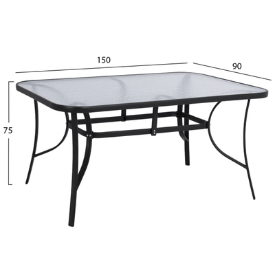 Tavolinë ngrënieje Bruno prej metali 150x90x72Hcm (HM5145.03), zezë