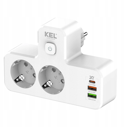 Shpërndarës energjie R-270SWS/CA, 2x Schuko, 3x USB A C, i bardhë