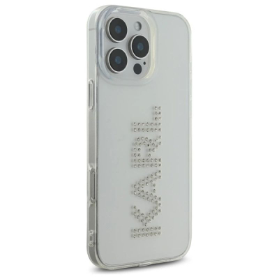 Kapak telefoni Karl Lagerfeld IML Rhinestones Logo për iPhone 16 Pro Max, TPU PC, transparent