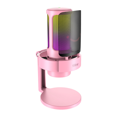 Mikrofon tavoline FIFINE A8, USB, RGB, rozë
