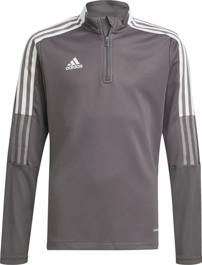Bluzë sportive për kalamaj Adidas Tiro 21 Jr GM7321, me 1/2 zinxhir, Aeroready, gri