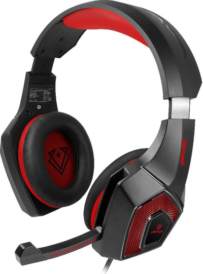 Kufje gaming Vertux Denali, 40 mm, 3.5 mm + USB, RGB, të kuqe