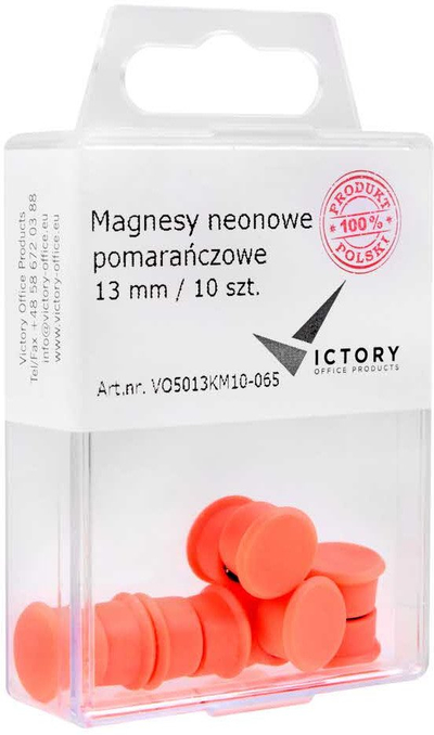 Magnetë Victory Neon, 13 mm, set 10 copë, portokalli neon