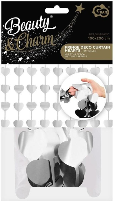 Perde dekorative Godan B&amp;C Hearts Matte, 100x200 cm, argjend