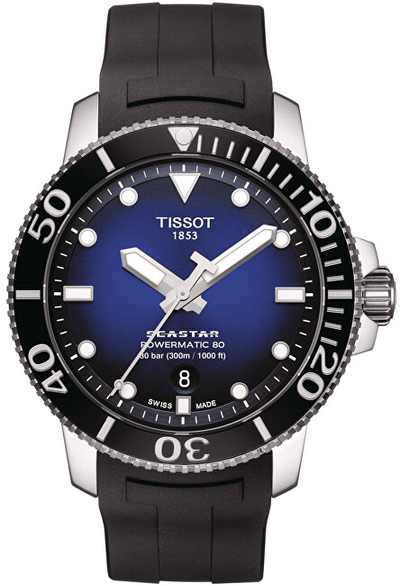 Orë dore për meshkuj Tissot Seastar 1000 Powermatic 80, e zezë
