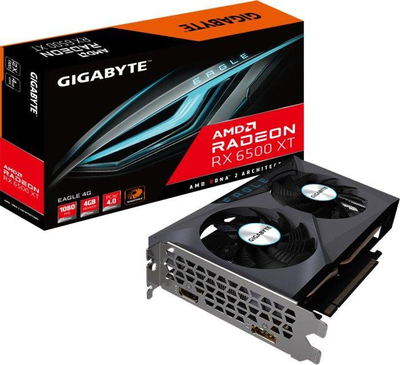 Kartë grafike Gigabyte Radeon RX 6500 XT Eagle 4GB GDDR6 (GV-R65XTEAGLE-4GD), e zezë