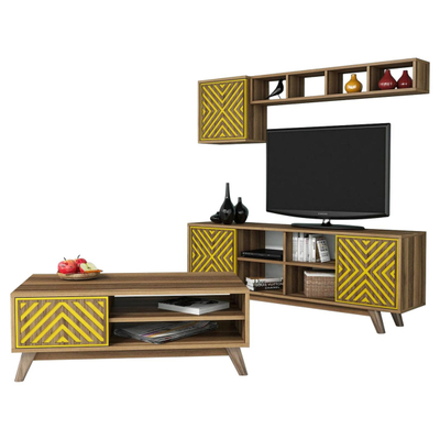 Set mobilie për dhomë ndejeje (HM11853.04), verdhë