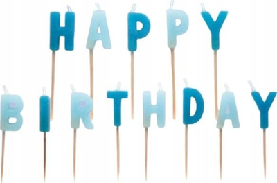Qirinj ditëlindjeje Happy Birthday, 13 copë, blu