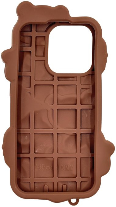 Mbrojtëse telefoni 3D Cookie Bear për iPhone 14 Pro, silikon, kafe