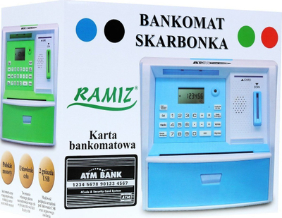 Kasafortë lodër ATM Polish Piggy Bank Pl XL, me ekran LCD, funksion kursimi, shumëngjyrëshe