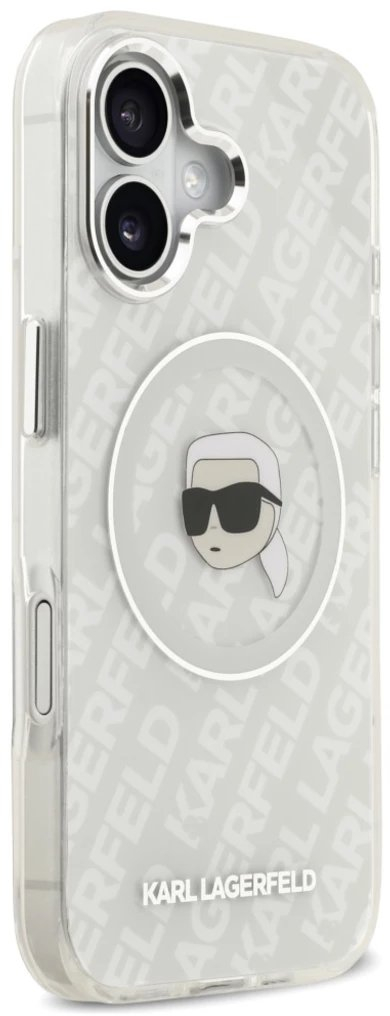 Mbulesë telefoni Karl Lagerfeld IML MagSafe, për iPhone 17, motiv White Karl's Head, e bardhë
