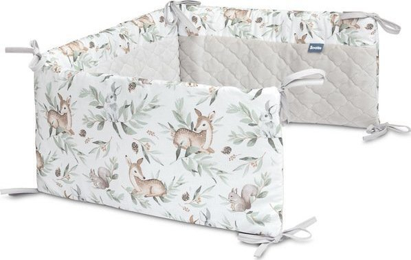 Mbrojtëse krevati Sensillo Fawns Plush Check, 120x60cm, gri