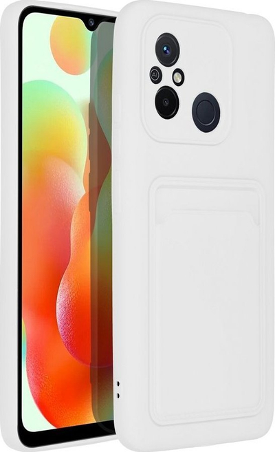 Kllëf telefoni Forcell Card Case për Xiaomi Redmi 12C, silikon, me xhep për karta, i bardhë
