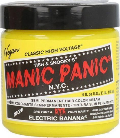 Ngjyrë flokësh MANIC PANIC Classic Electric Banana, gjysmë e përhershme, vegane, e verdhë neon