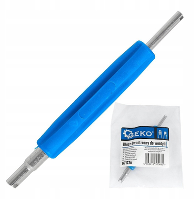 Çelës dyanshëm për valvula Geko 250, trup plastik ergonomik, metal i fortë, blu